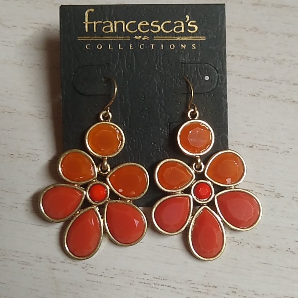 😻 3 For $15 Light To Dark Orange Gem Dangles